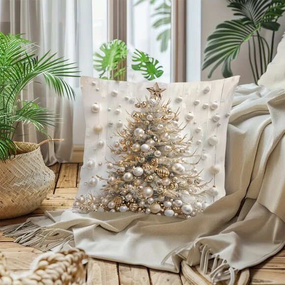 Christmas Tree Digital Print Throw Pillow Cover - 18" x 18" 🎄🎁 - Picture 4 of 7